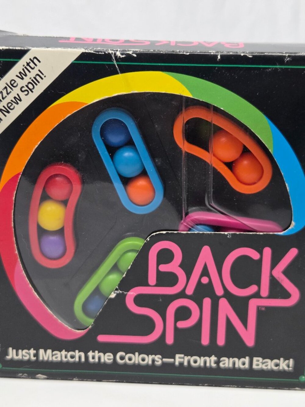 Vintage 1991 Back Spin Hand-Held Puzzle Brain Teaser Game (missing 1 ball)